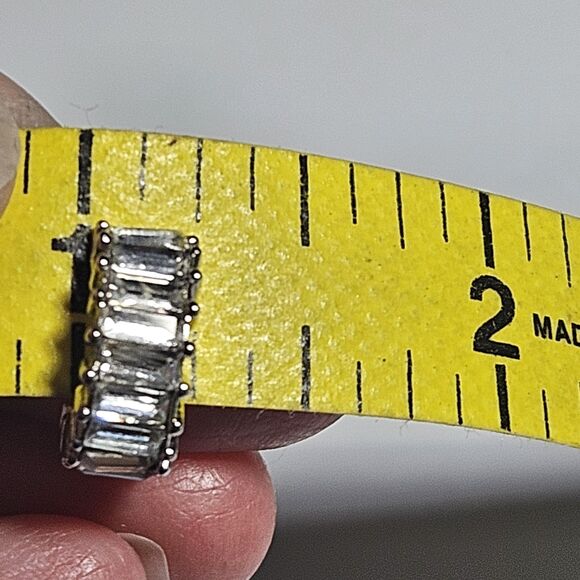 Origami Owl  Silver Tone Crystal Baguette Mini Hoop Earrings - Picture 8 of 12